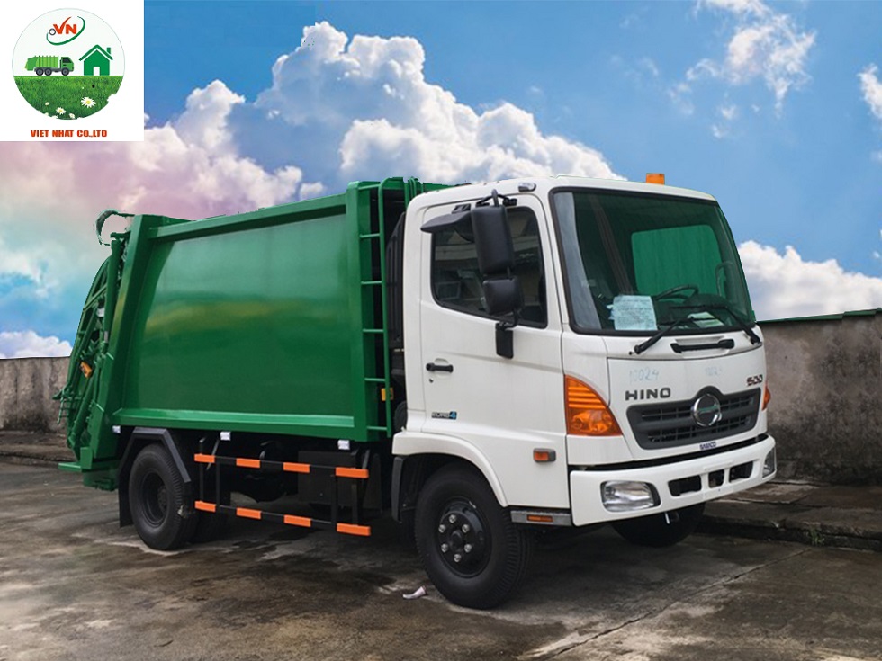 Xe Ép Rác 9 Khối Hino Càng Gắp Thùng