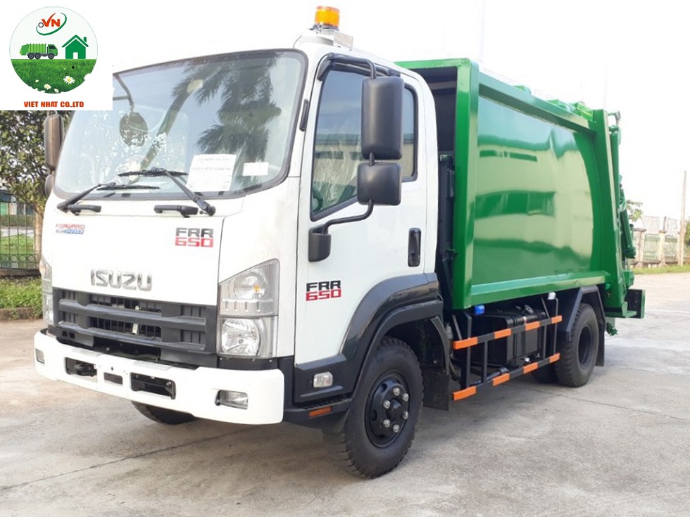 Xe Ép Rác 9 Khối ISUZU Máng Xúc Rác