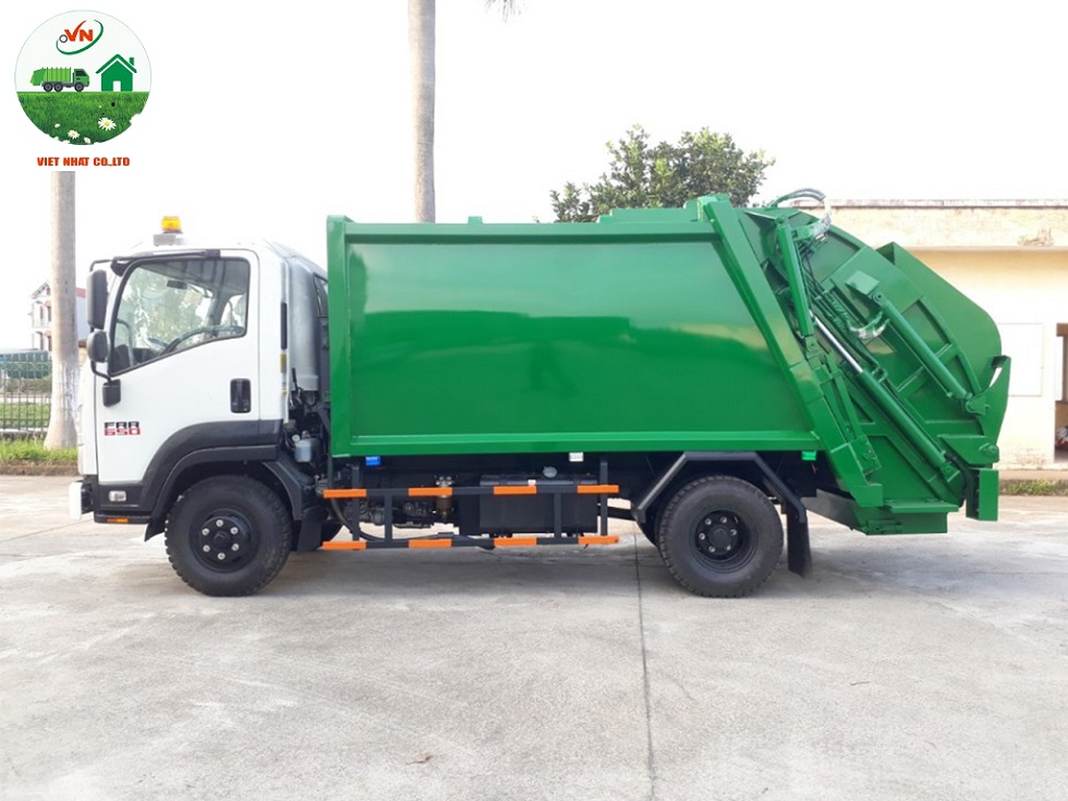 Xe Ép Rác 9 Khối ISUZU Máng Xúc Rác